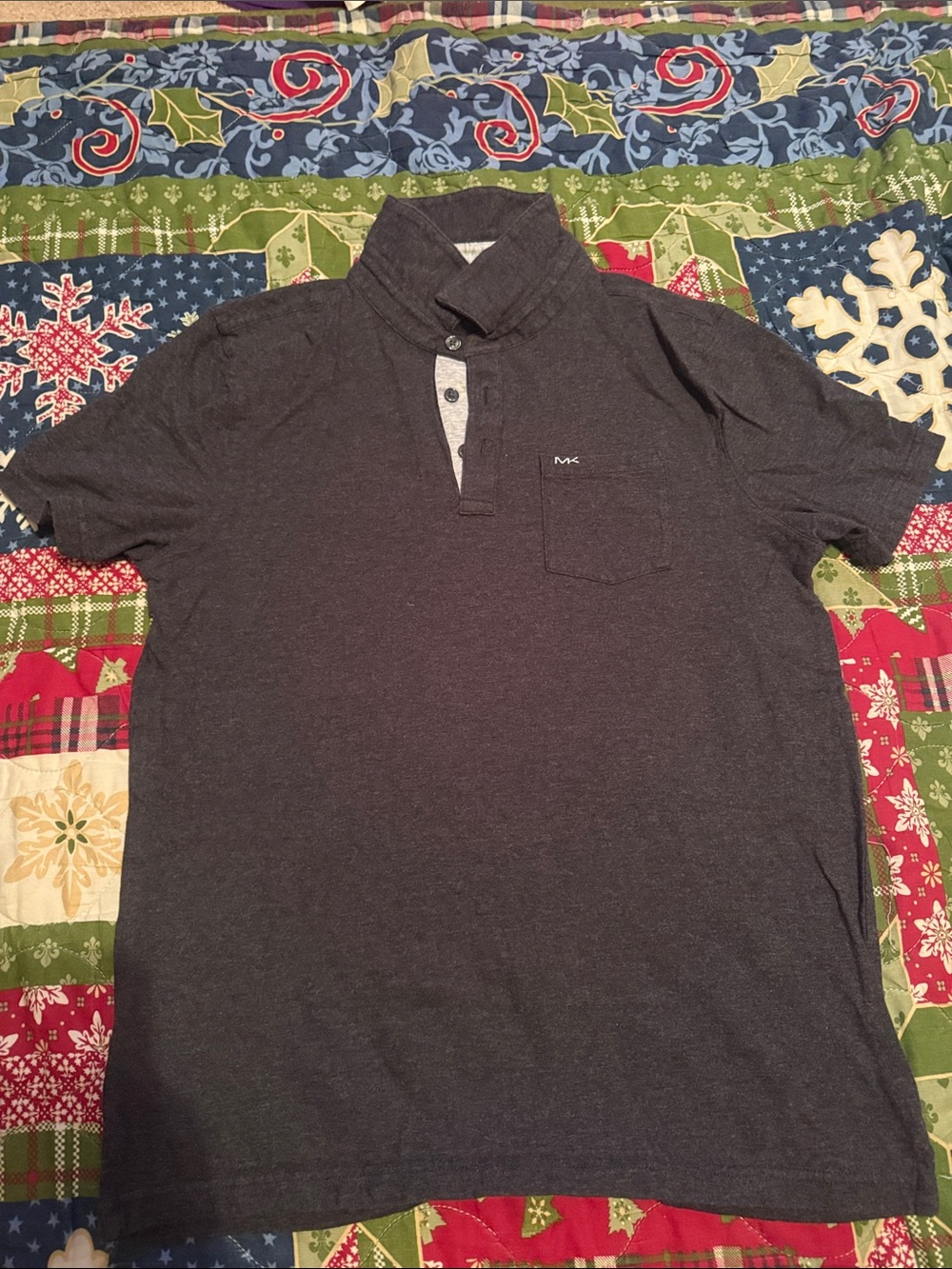 Michael Kors Charcoal Heather Polo with Contrast Placket
